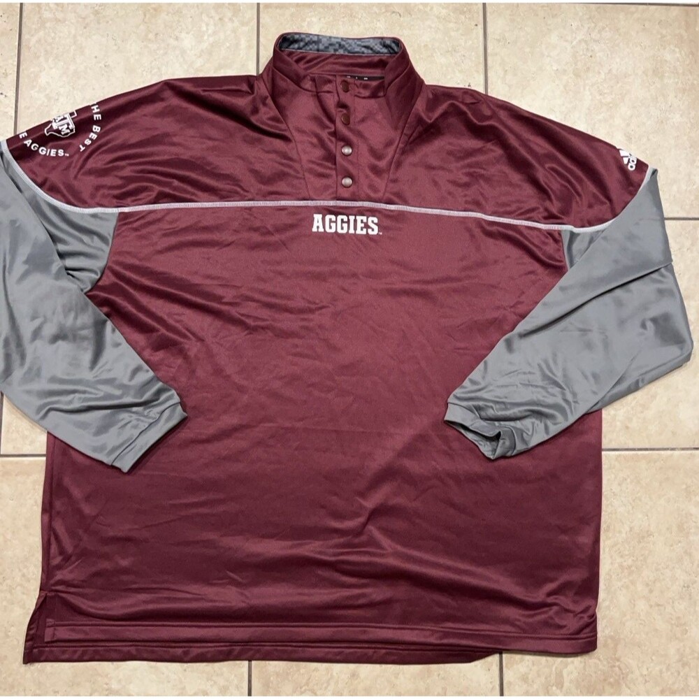 Texas AM Sweater Mens XXL Adidas Aggies SEC Burgundy button snap sweatshirt